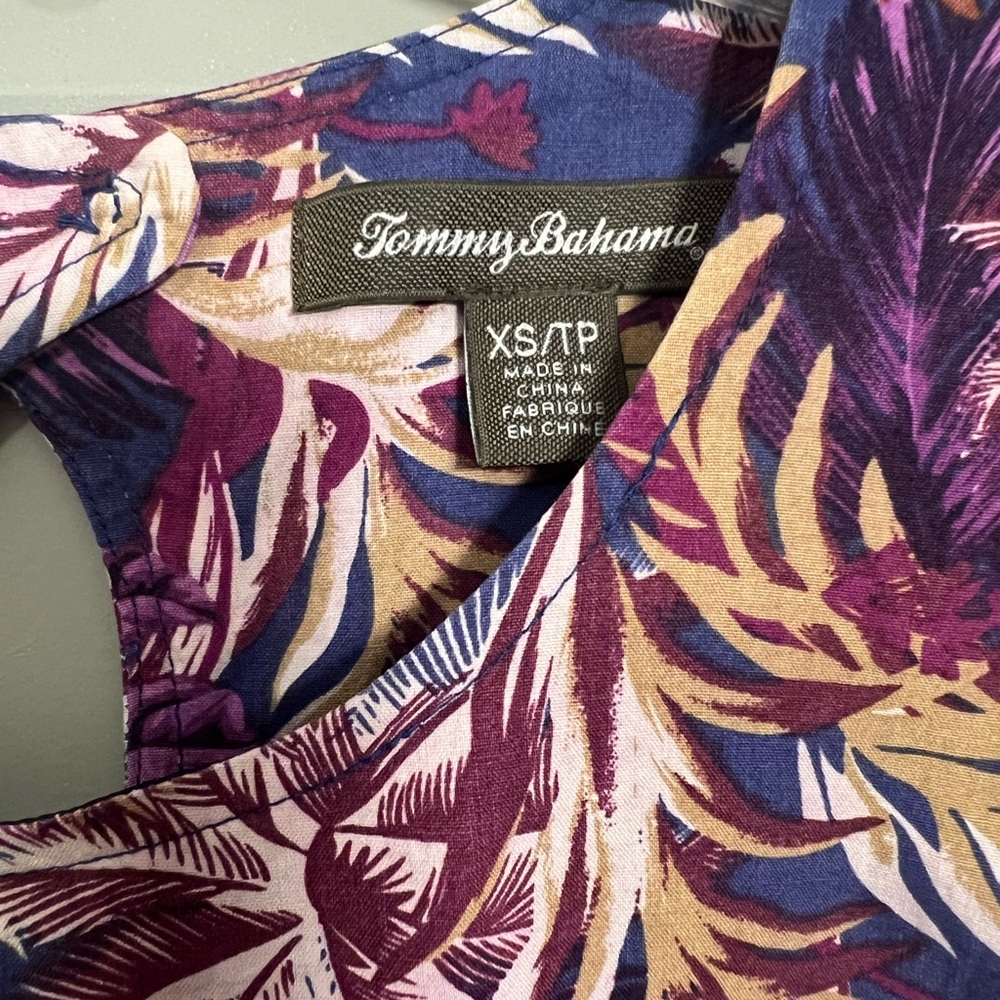 Tommy Bahama Hawaiian Floral Sleeveless Shift Dress - XS | 100% Silk - Picture 2 of 5